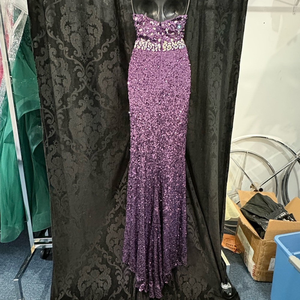 Splash Sequin Strapless Prom Dress J488 Purple - Picture 7 of 8